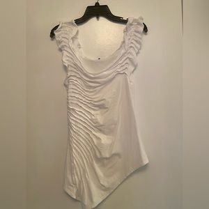Asymmetric beautifully detailed white tank top